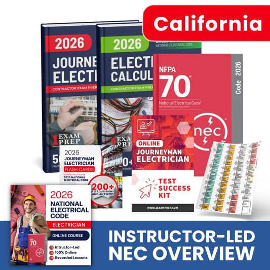 2026 California Journeyman Electrician Exam Prep Study Package Includes Instructor Led NEC Course (Based on the 2026 NEC)