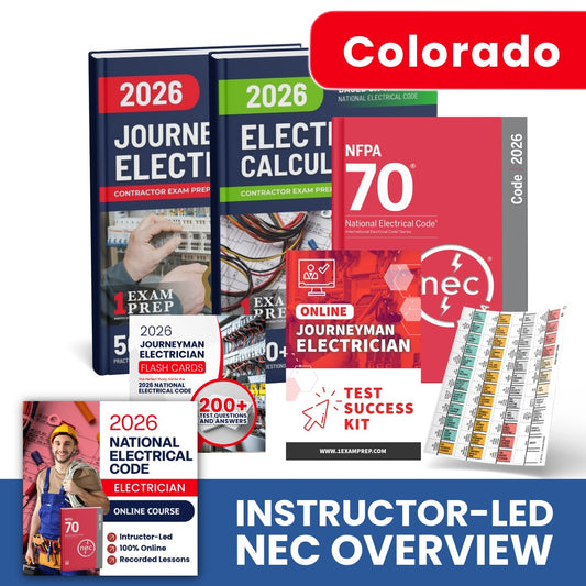2026 Colorado Journeyman Electrician Exam Prep Study Package Includes Instructor Led NEC Course (Based on the 2026 NEC)