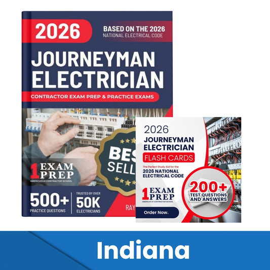 2026 Indiana Journeyman Electrician Exam Prep and Study Guide + Flash Card Combo: 12 Practice Exams +2 Full Final Exams: Trusted by 50k Electricians