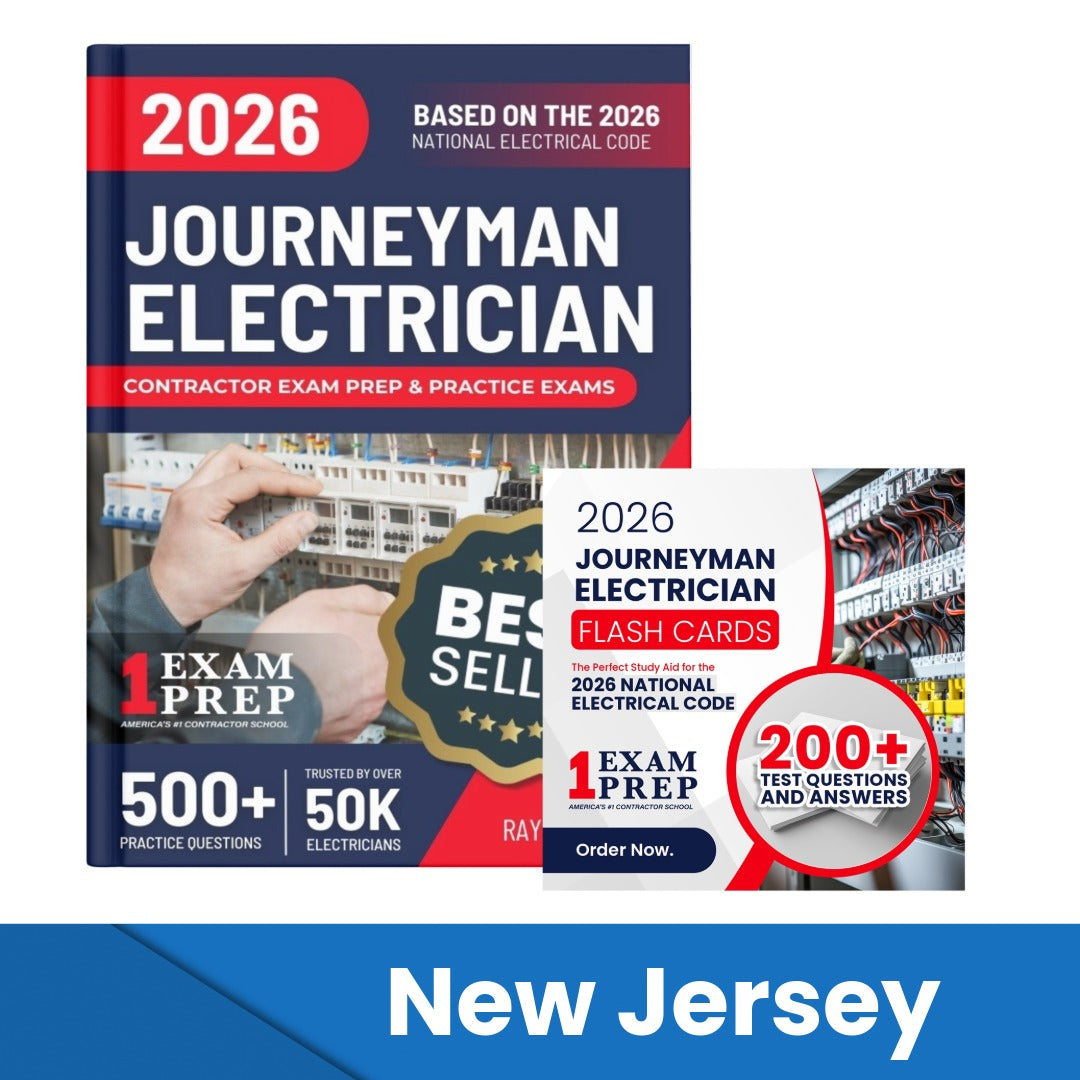 New Jersey Journeyman Electrician contractor exam prep study guide and flash cards