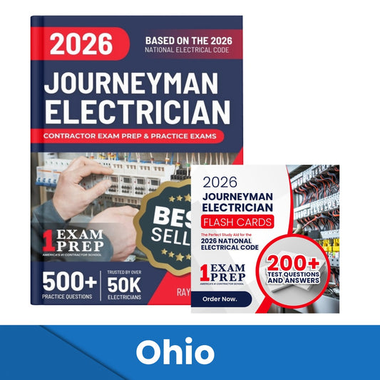 2026 Ohio Journeyman Electrician Exam Prep and Study Guide + Flash Card Combo: 12 Practice Exams +2 Full Final Exams: Trusted by 50k Electricians