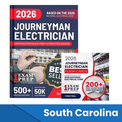 2026 South Carolina Journeyman Electrician Exam Prep and Study Guide + Flash Card Combo: 12 Practice Exams +2 Full Final Exams: Trusted by 50k Electricians