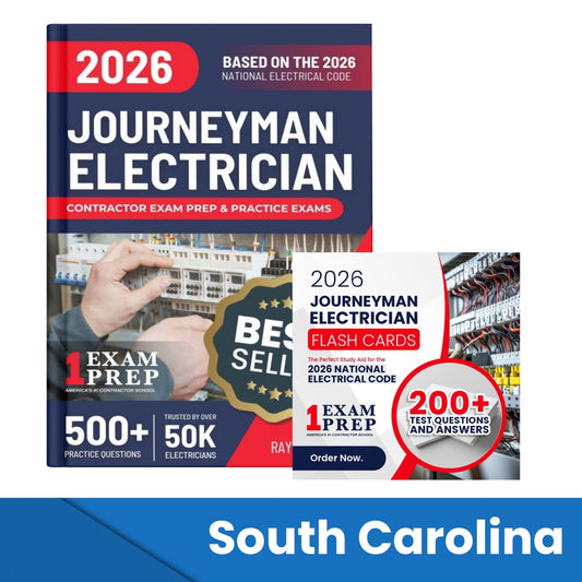 2026 South Carolina Journeyman Electrician Exam Prep and Study Guide + Flash Card Combo: 12 Practice Exams +2 Full Final Exams: Trusted by 50k Electricians