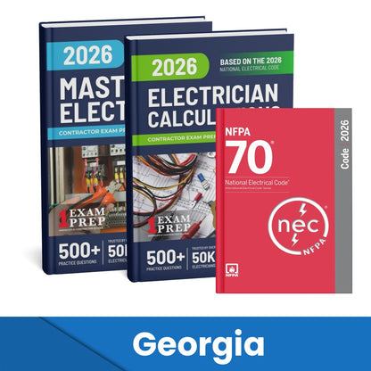 2026 Georgia Master Electrician + Electrician Calculations Study Guides & National Electrical Code Combo (Based on the 2026 NEC)