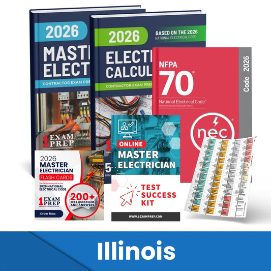 2026 Illinois Master Electrician Exam Prep Study Guides & Code Book Ultimate Combo (Based on the 2026 NEC)