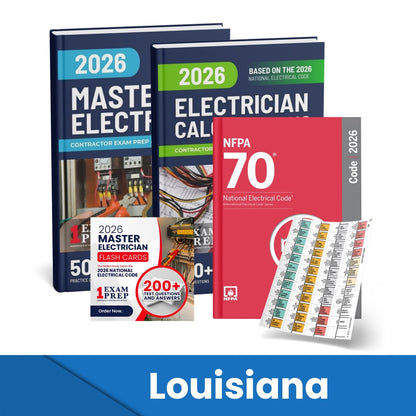 2026 Louisiana Master Electrician + Electrician Calculations Study Guides + Flash Cards & National Electrical Code +Tabs Super Combo (Based on the 2026 NEC)