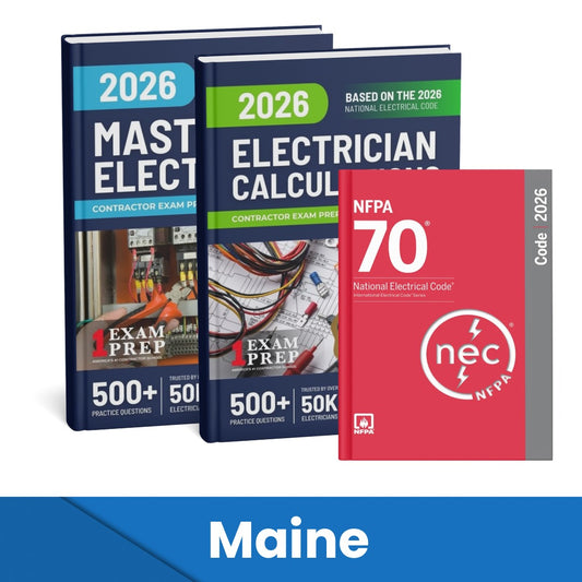 2026 Maine Master Electrician + Electrician Calculations Study Guides & National Electrical Code Combo (Based on the 2026 NEC)