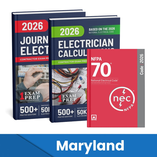 2026 Maryland Journeyman Electrician + Electrician Calculations Study Guides + Flash Cards & National Electrical Code +Tabs Super Combo (Based on the 2026 NEC)