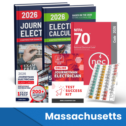 2026 Massachusetts Journeyman Electrician Exam Prep Study Guides & Code Book Ultimate Combo (Based on the 2026 NEC)