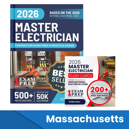 2026 Massachusetts Master Electrician Exam Prep and Study Guide + Flash Card Combo: 12 Practice Exams +2 Full Final Exams: Trusted by 50k Electricians