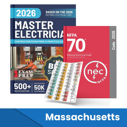 2026 Massachusetts Master Electrician Study Guide & National Electrical Code Combo with Tabs (Based on the 2026 NEC)