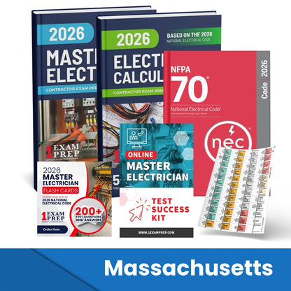 2026 Massachusetts Master Electrician Exam Prep Study Guides & Code Book Ultimate Combo (Based on the 2026 NEC)