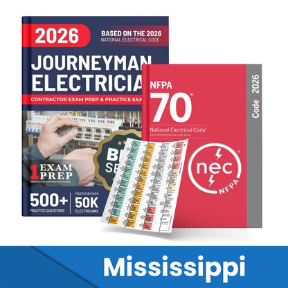 2026 Mississippi Journeyman Electrician Study Guide & National Electrical Code Combo with Tabs (Based on the 2026 NEC)