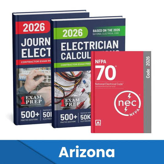 2026 Arizona Journeyman Electrician + Electrician Calculations Study Guides & National Electrical Code Combo (Based on the 2026 NEC)