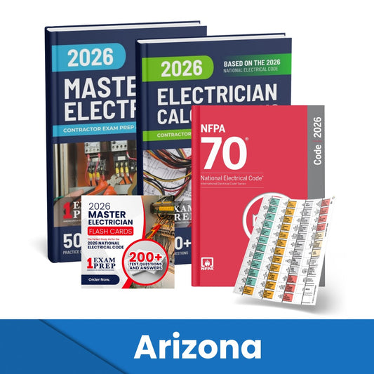 2026 Arizona Master Electrician + Electrician Calculations Study Guides + Flash Cards & National Electrical Code +Tabs Super Combo (Based on the 2026 NEC)