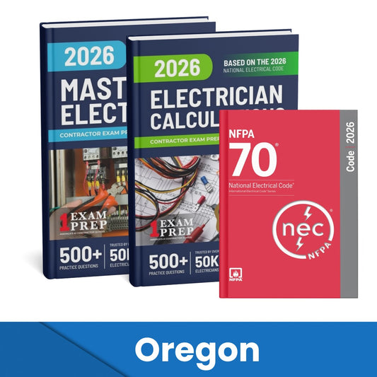 2026 Oregon Master Electrician + Electrician Calculations Study Guides & National Electrical Code Combo (Based on the 2026 NEC)