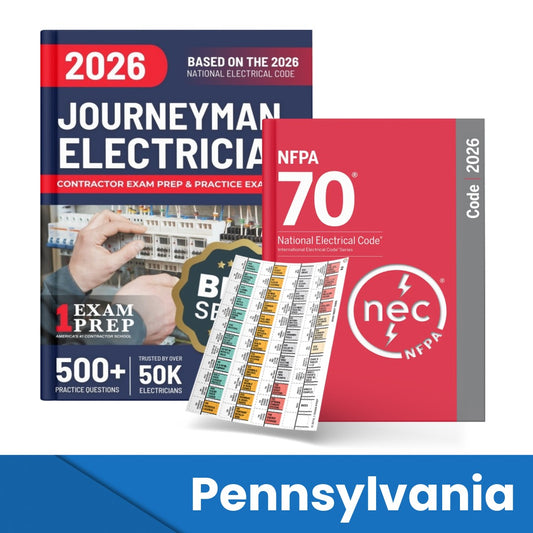 2026 Pennsylvania Journeyman Electrician Study Guide & National Electrical Code Combo with Tabs (Based on the 2026 NEC)
