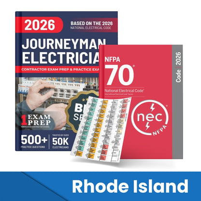 2026 Rhode Island Journeyman Electrician Study Guide & National Electrical Code Combo with Tabs (Based on the 2026 NEC)