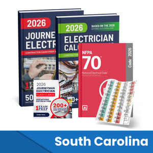 2026 South Carolina Journeyman Electrician + Electrician Calculations Study Guides + Flash Cards & National Electrical Code + Tabs Super Combo (Based on the 2026 NEC)