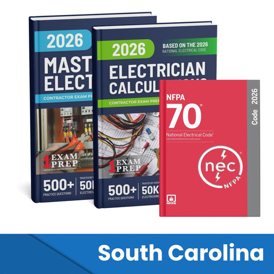 2026 South Carolina Master Electrician + Electrician Calculations Study Guides & National Electrical Code Combo (Based on the 2026 NEC)