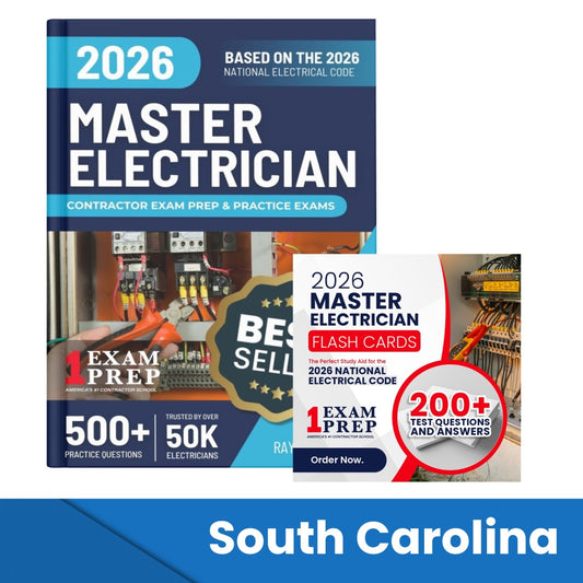 2026 South Carolina Master Electrician Exam Prep and Study Guide + Flash Card Combo: 12 Practice Exams +2 Full Final Exams: Trusted by 50k Electricians