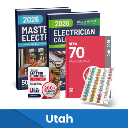 2026 Utah Master Electrician + Electrician Calculations Study Guides + Flash Cards & National Electrical Code +Tabs Super Combo (Based on the 2026 NEC)