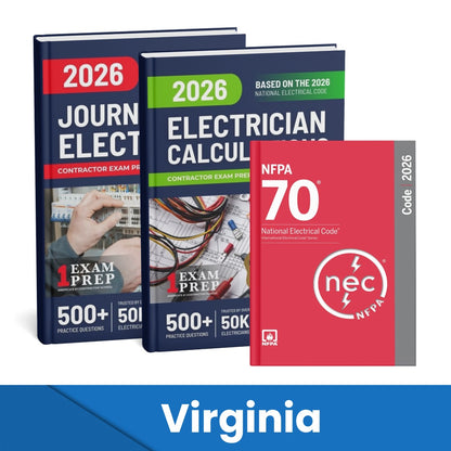 2026 Virginia Journeyman Electrician + Electrician Calculations Study Guides & National Electrical Code Combo (Based on the 2026 NEC)