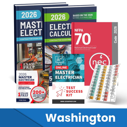 2026 Washington Master Electrician Exam Prep Study Guides & Code Book Ultimate Combo (Based on the 2026 NEC)