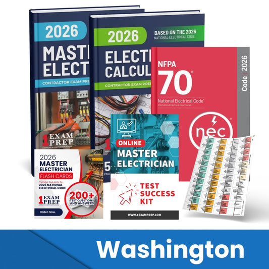 2026 Washington Master Electrician Exam Prep Study Guides & Code Book Ultimate Combo (Based on the 2026 NEC)
