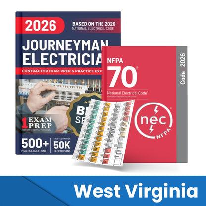 2026 West Virginia Journeyman Electrician Study Guide & National Electrical Code Combo with Tabs (Based on the 2026 NEC)