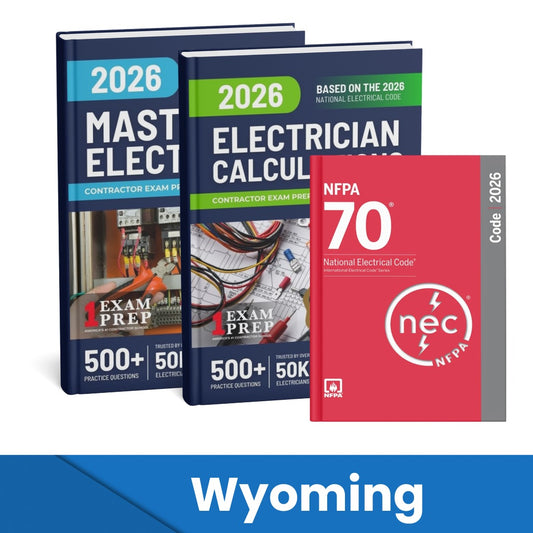 2026 Wyoming Master Electrician + Electrician Calculations Study Guides & National Electrical Code Combo (Based on the 2026 NEC)