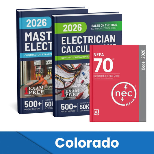 2026 Colorado Master Electrician + Electrician Calculations Study Guides & National Electrical Code Combo (Based on the 2026 NEC)