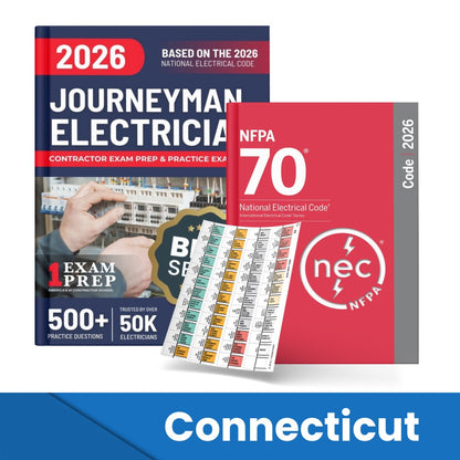 2026 Connecticut Journeyman Electrician Study Guide & National Electrical Code Combo with Tabs (Based on the 2026 NEC)