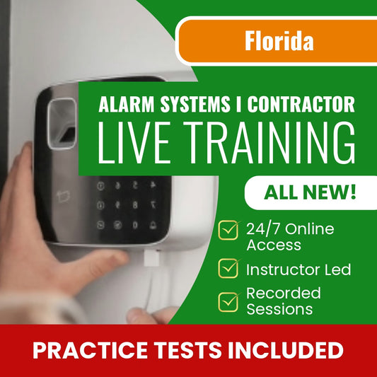 Florida Alarm Systems I Contractor Exam Prep - Live Virtual + Self Study Training