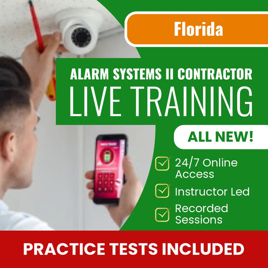 Florida Alarm Systems II Contractor Exam Prep - Live Virtual + Self Study Training