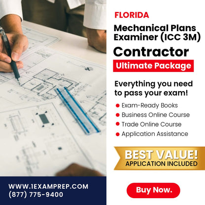 Florida Mechanical Plans Examiner (ICC 3M) Ultimate Exam Prep Rental Package 