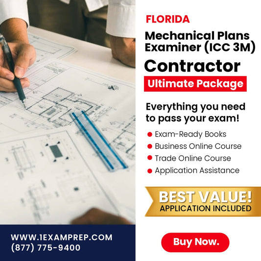 Florida Mechanical Plans Examiner (ICC 3M) Ultimate Exam Prep Rental Package 