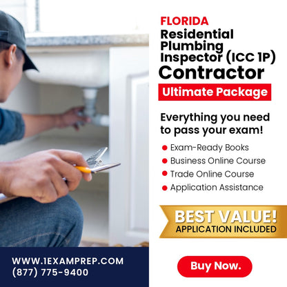 Florida Residential Plumbing Inspector (ICC 1P) Ultimate Exam Prep Rental Package