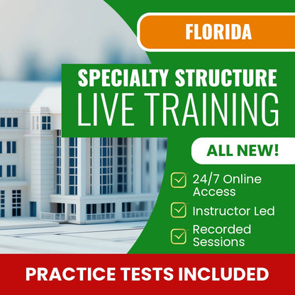 Florida Specialty Structure Contractor Exam Prep - Live Virtual + Self Study Training