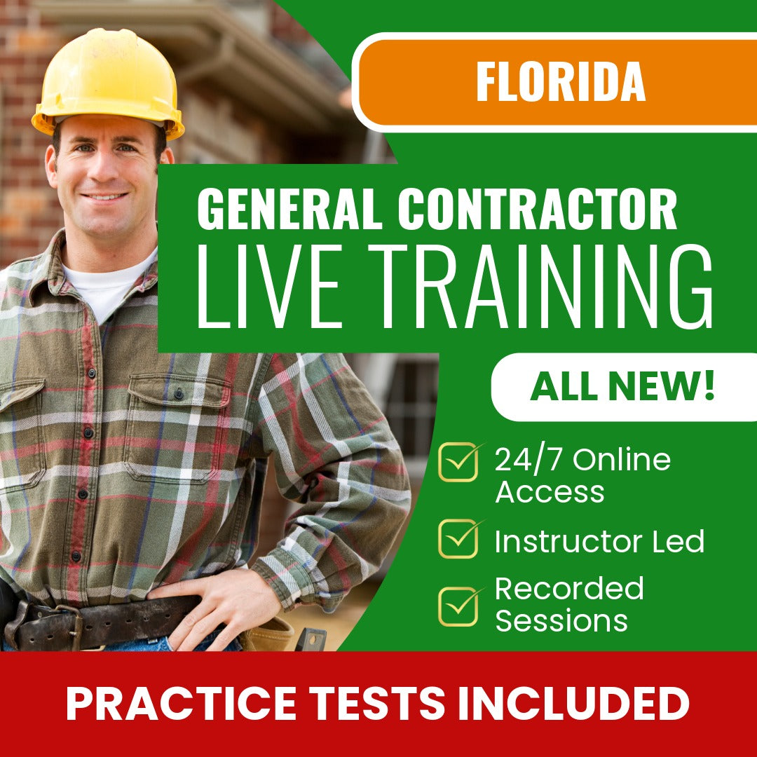 Florida General Contractor Exam Prep - Live Virtual + Self Study Training