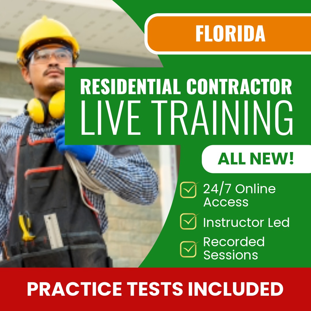 Florida Residential Contractor Exam Prep - Live Virtual + Self Study Training