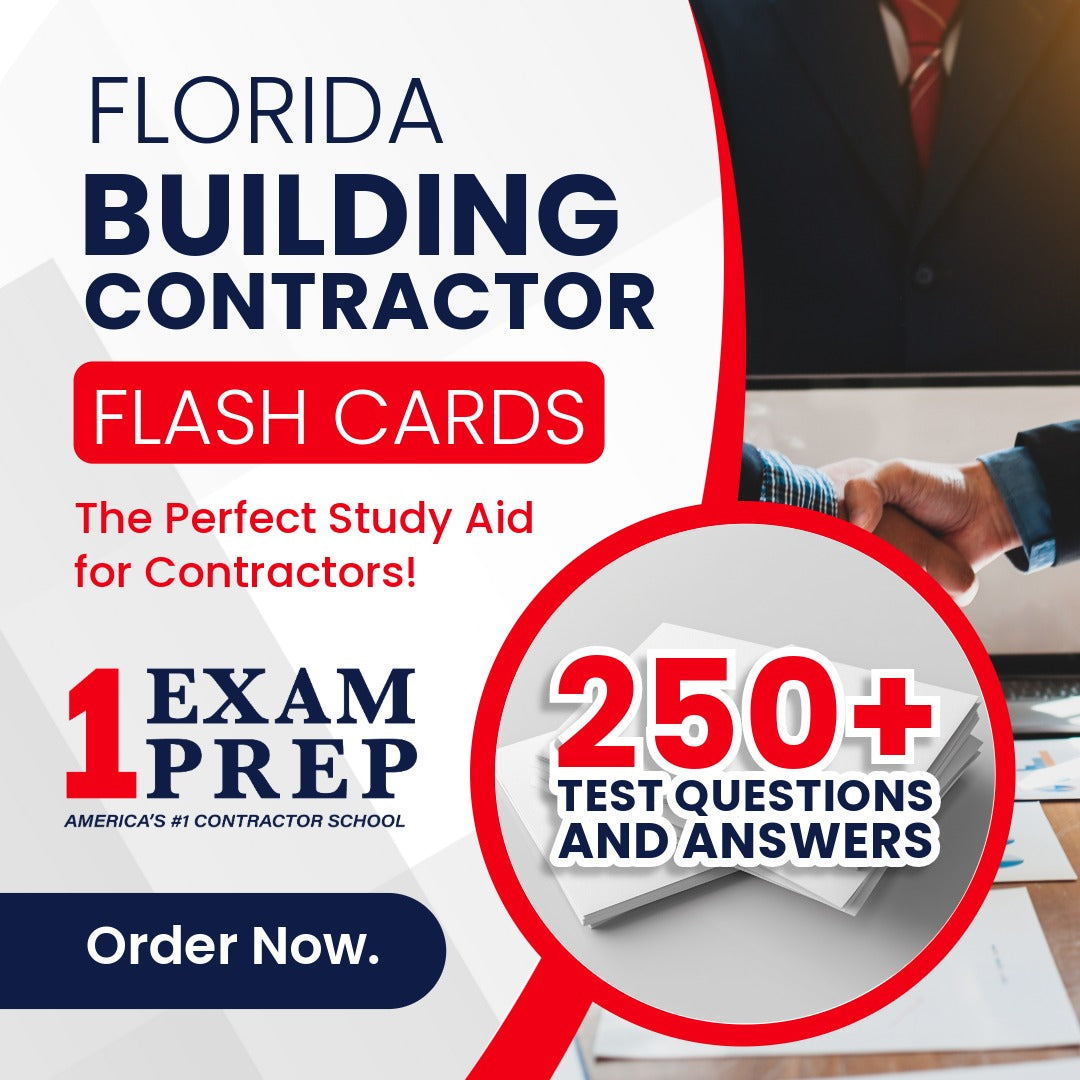 Florida Building Contractor Exam Prep Study Flash Cards