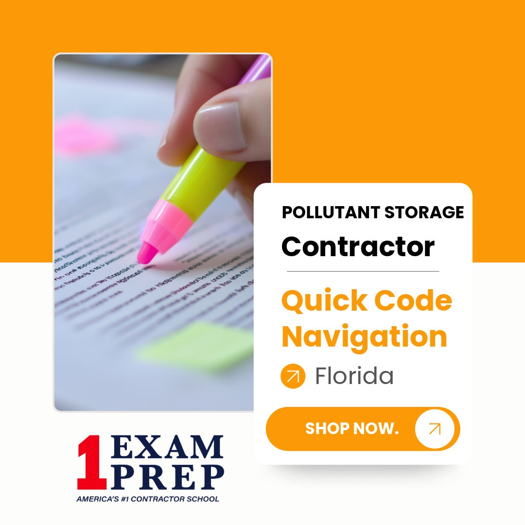 Florida Pollutant Storage Contractor Exam Quick Code Navigation Tabs