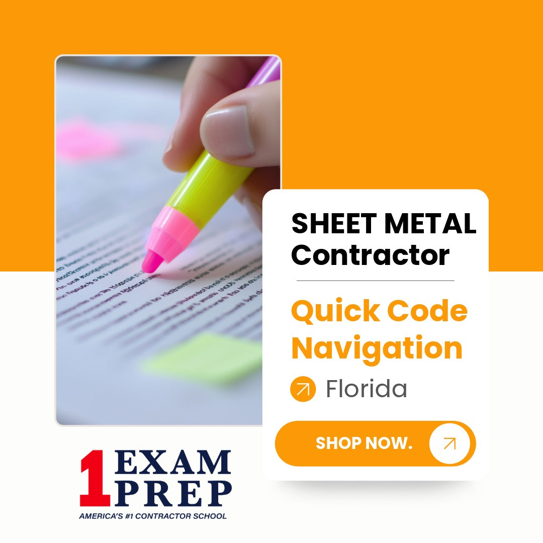 Florida Sheet Metal Contractor Exam Quick Code Navigation Tabs