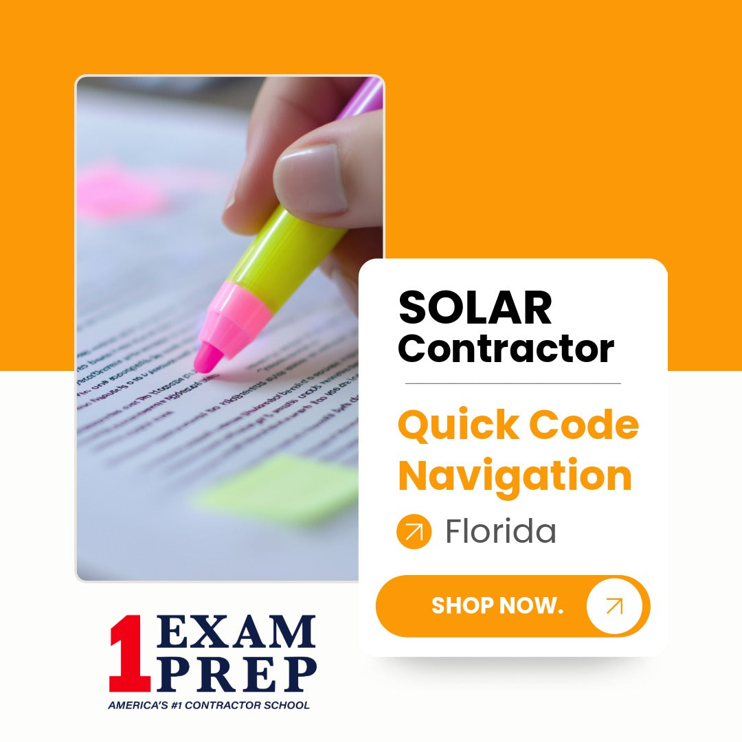 Florida Solar Contractor Exam Quick Code Navigation Tabs
