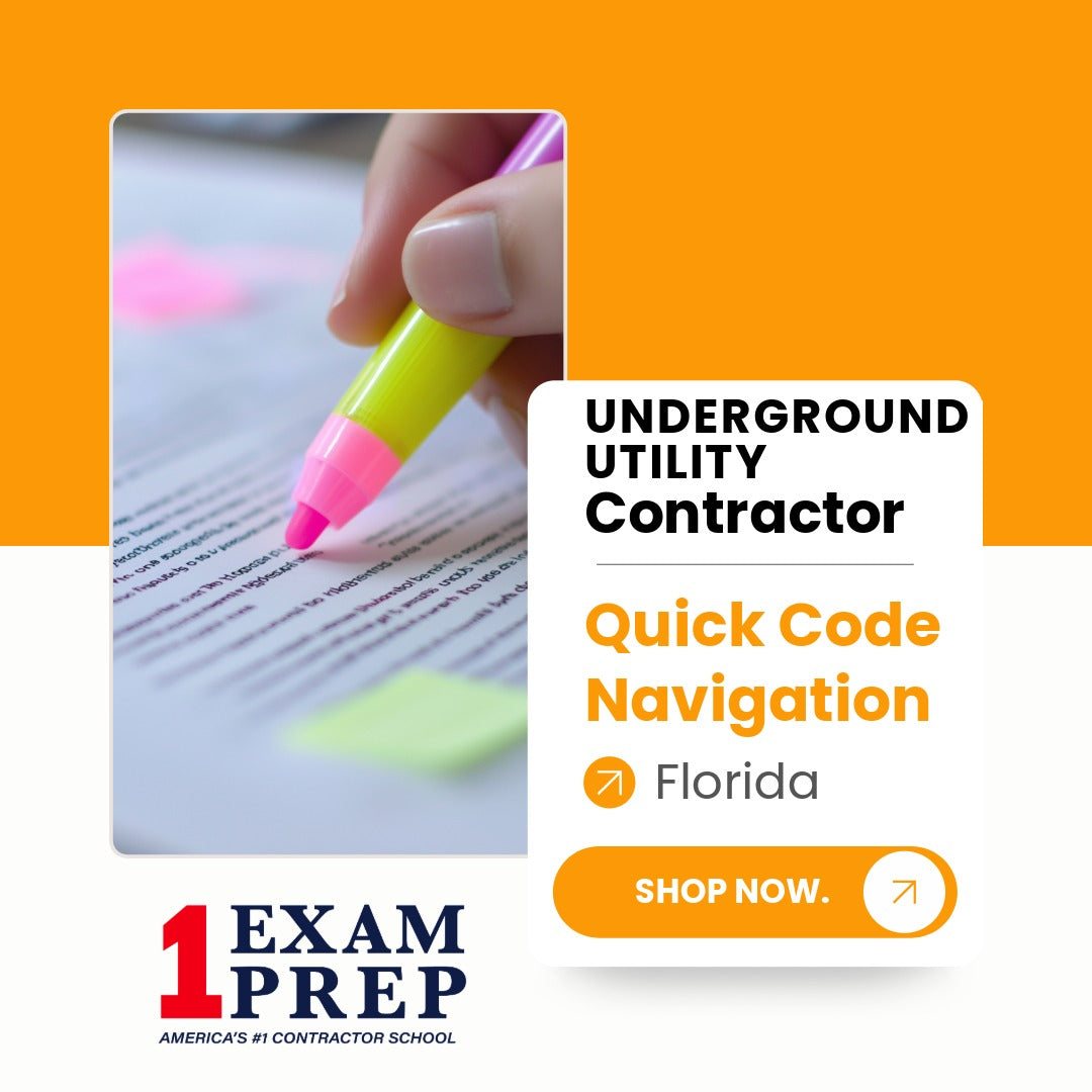 Florida Underground Utility Contractor Exam Quick Code Navigation Tabs