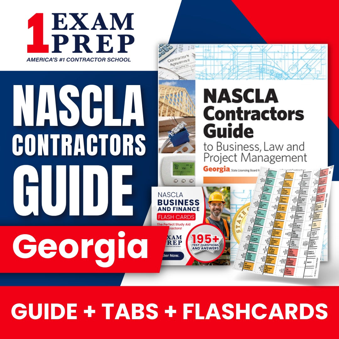Georgia Residential & General Contractors NASCLA Highlighted & Tabbed Contractor's Guide to Business, Law and Project Management, 3rd Edition + Flash Cards Bundle