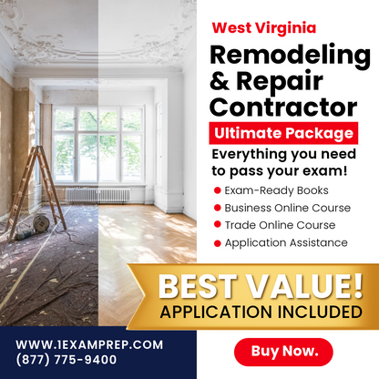 West Virginia Remodeling & Repair Contractor Ultimate Exam Prep Book Rental Package (Prov)