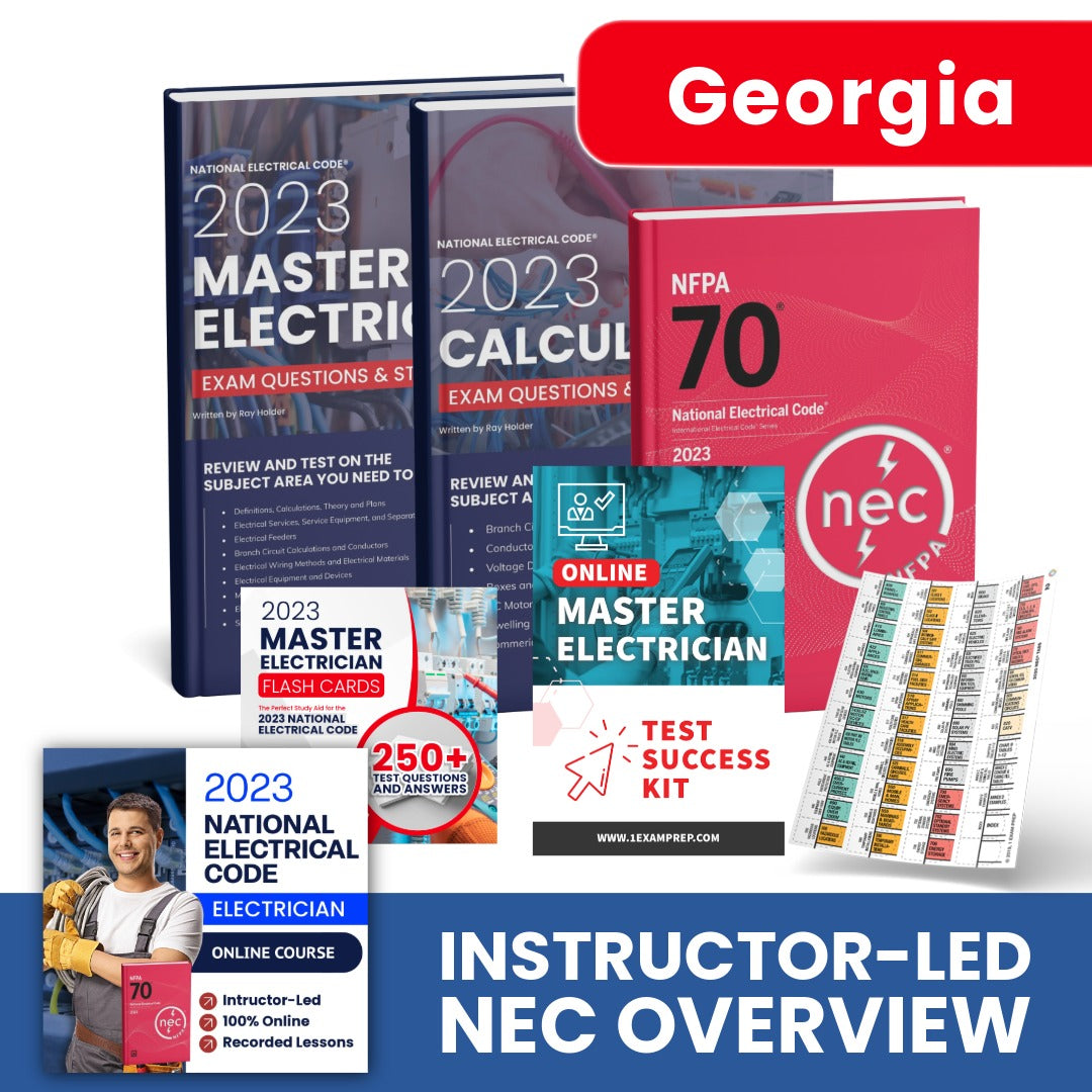 2023 Georgia Master Electrician Exam Prep Study Package Includes Instructor Led NEC Course (Based on the 2023 NEC)