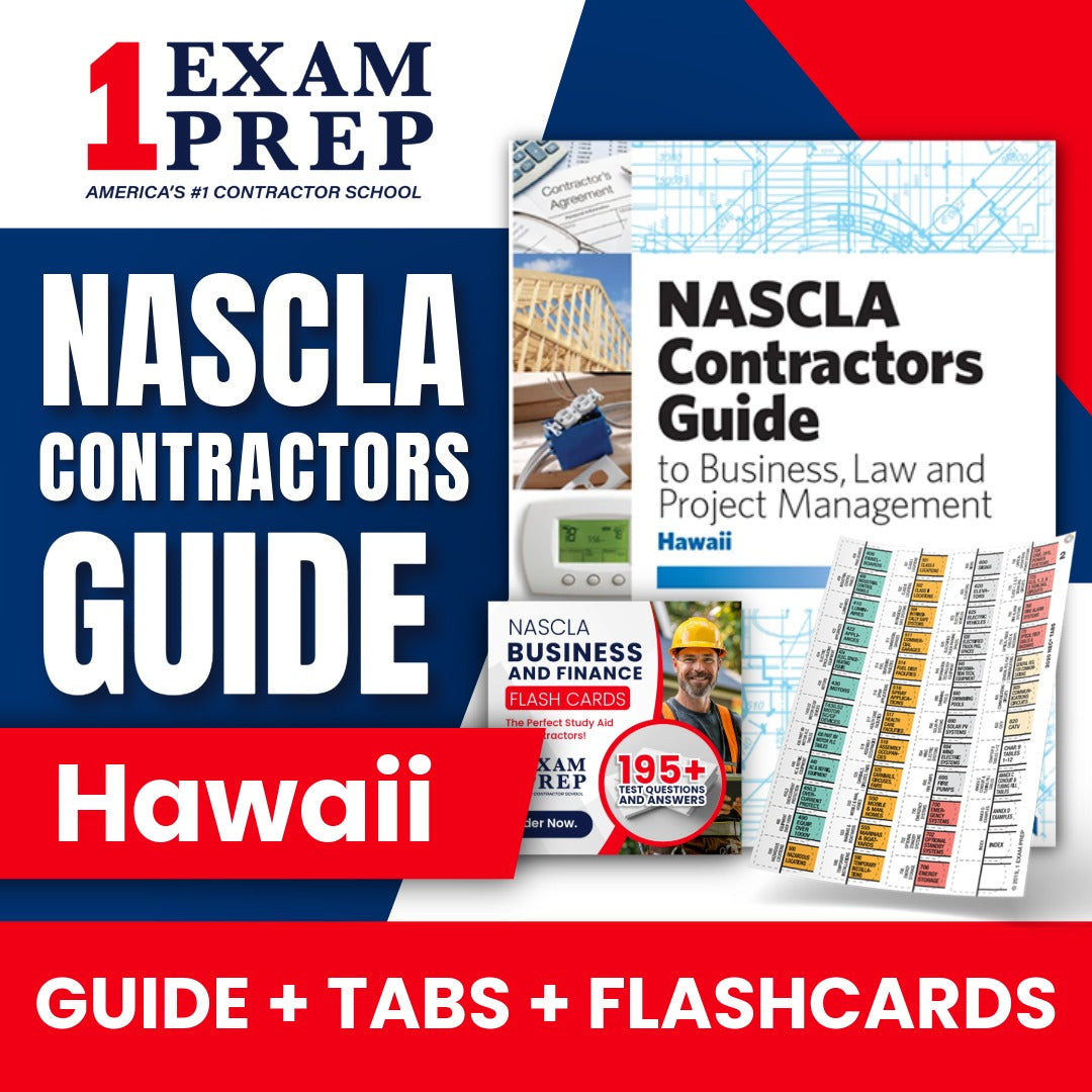 Hawaii NASCLA Highlighted & Tabbed Contractor's Guide to Business, Law and Project Management, 1st Edition + Flash Cards Bundle